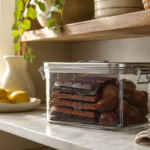 Tablettes de chocolat conservées dans une boîte hermétique à l’abri de la chaleur en été