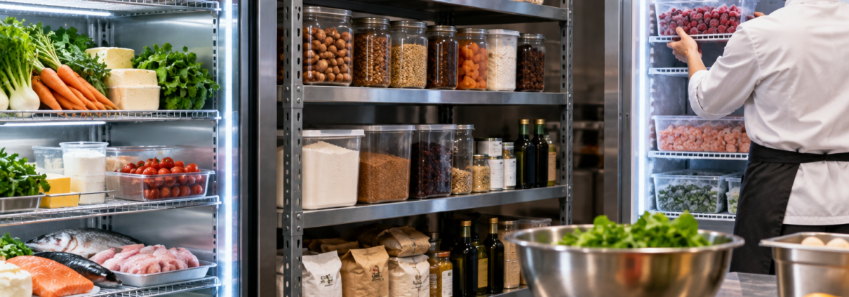 Organisation des stocks frais, secs et surgelés dans une cuisine professionnelle