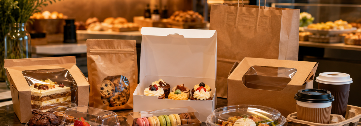 Emballages alimentaires pour pâtisseries, plats à emporter et boissons