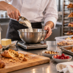 Préparation en boulangerie avec pesée précise des matières premières